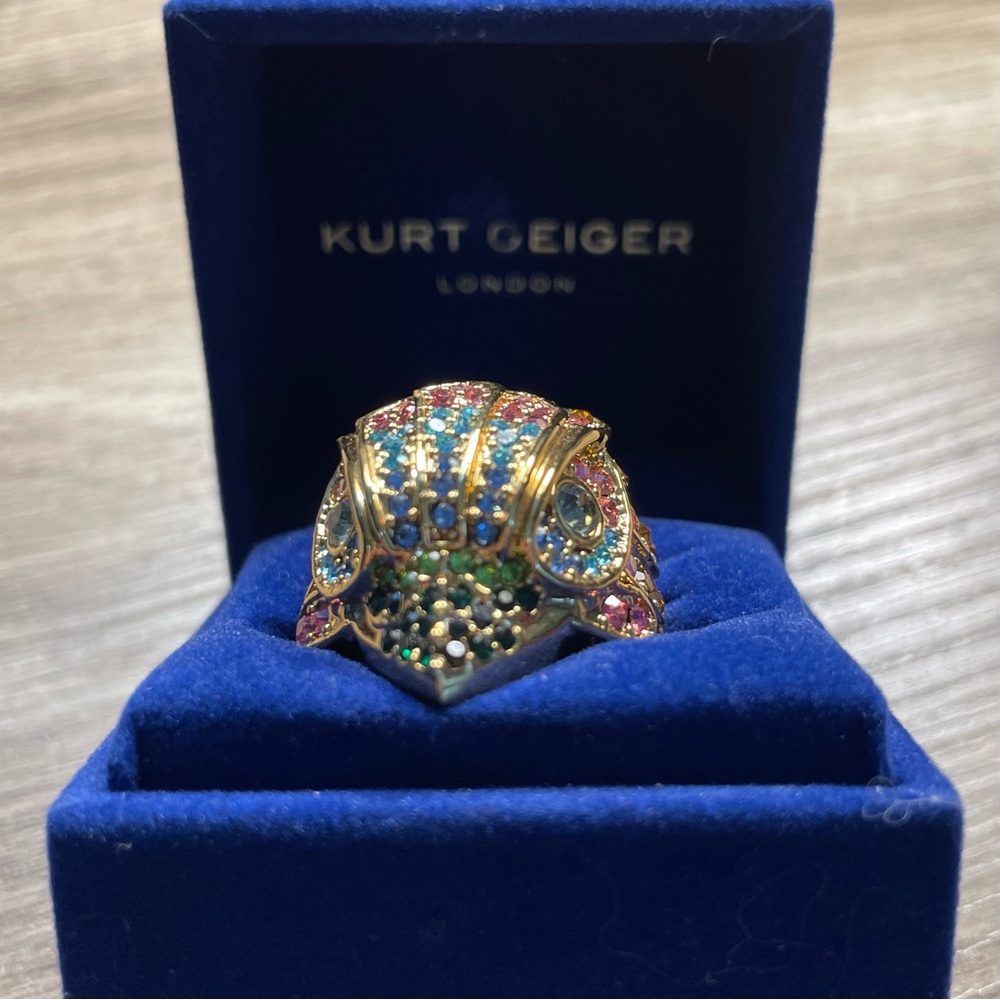 KURT GEIGER London COLORFUL RAINBOW Jeweled EAGLE Designer COCKTAIL RING w BOX - Picture 3 of 6